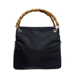 🖤VINTAGE GUCCI BAMBOO TOP HANDLE BAG🖤Designer-luxury-black-Classic style-